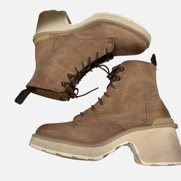 SOREL Hi-Line Platform Chunky Heel Lace up Ankle Boot 9 - Picture 6 of 9